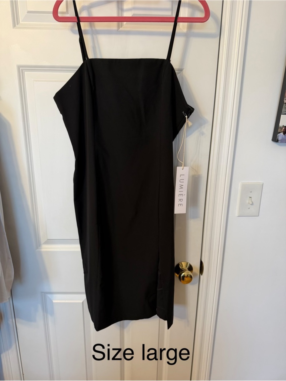 Lumiere Sleek Black Mini Slip Dress with Spaghetti Straps